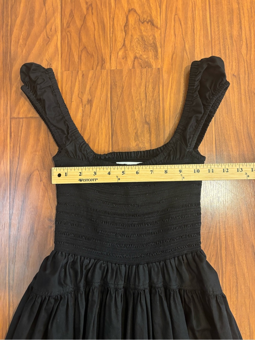 La Ligne Vivian Smocked Midi Dress Womens XS Black - Picture 2 of 4